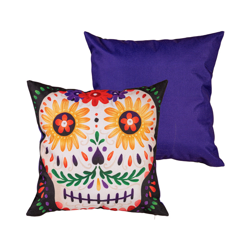 Sugar Skull LED 18" Interchangeable Pillow Cover,4plc547bl