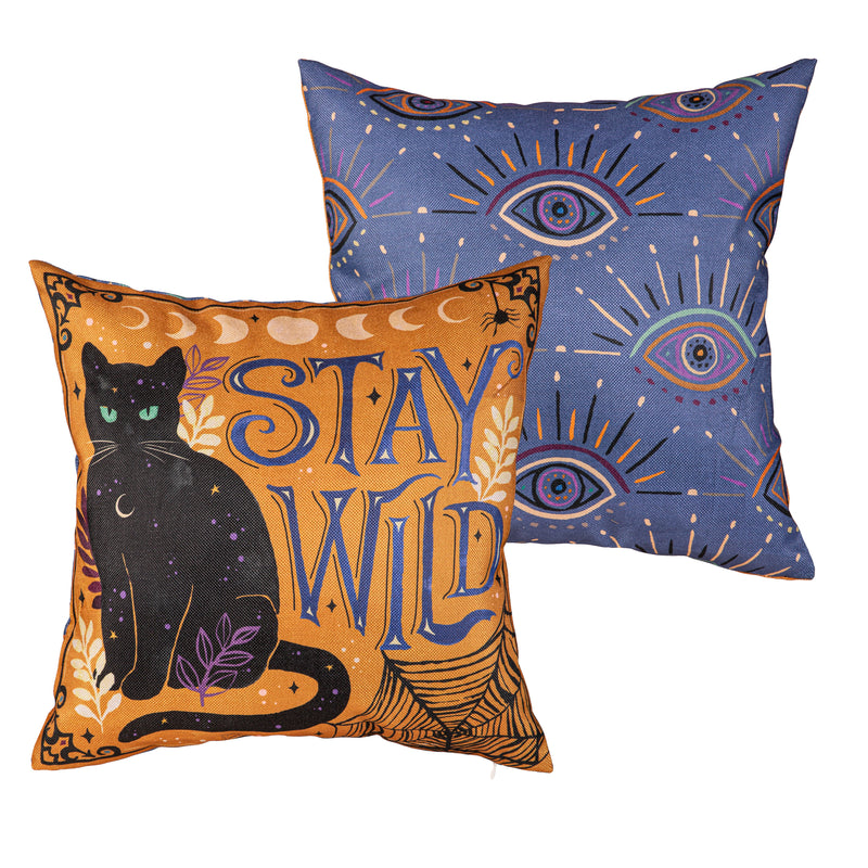 Mystic Moon Cat 18" Interchangeable Pillow Cover,4plc566