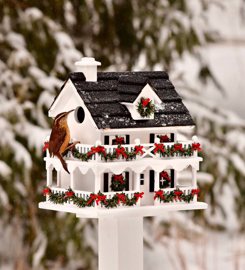 Lighted Holiday Colonial Cottage Birdhouse,53v9u