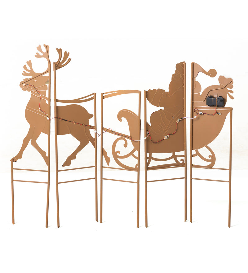 Santa,Sleigh and Reindeer Lighted Landscape Panel Stakes,Set of 5,55303
