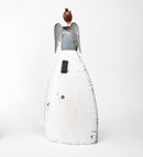 Indoor/Outdoor Metal Angel With Lighted Snowflake, 13.75"x7.5"x28.5"inches