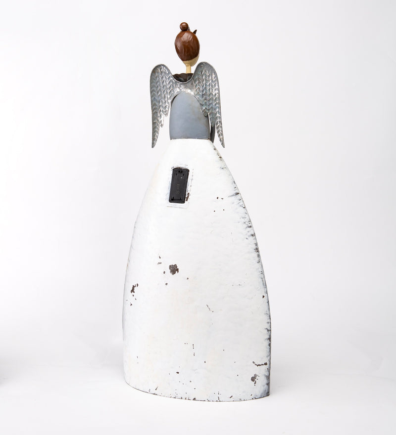 Indoor/Outdoor Metal Angel With Lighted Snowflake, 13.75"x7.5"x28.5"inches