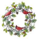 Handmade Metal Cardinal Evergreen Berry Wreath, 21"x1.8"x21"inches