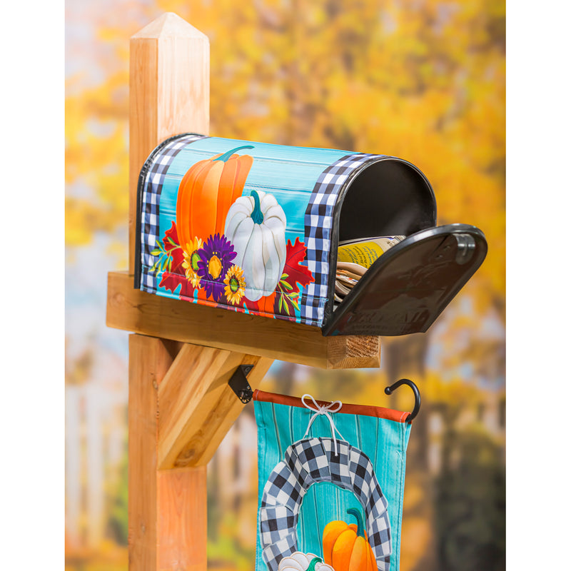 Evergreen Mailbox Cover,Buffalo Check Pumpkins Mailbox Cover,18x0.1x20.5 Inches