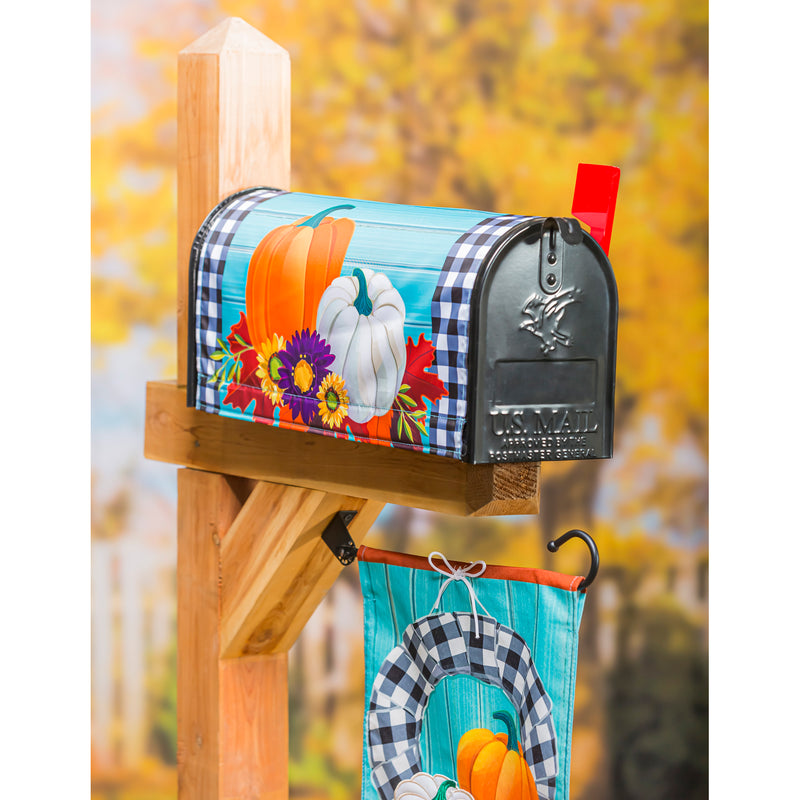 Evergreen Mailbox Cover,Buffalo Check Pumpkins Mailbox Cover,18x0.1x20.5 Inches