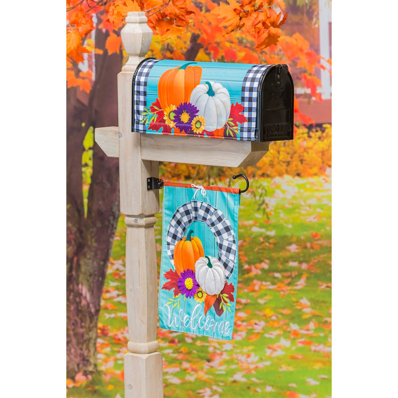 Evergreen Mailbox Cover,Buffalo Check Pumpkins Mailbox Cover,18x0.1x20.5 Inches