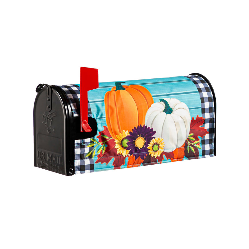 Evergreen Mailbox Cover,Buffalo Check Pumpkins Mailbox Cover,18x0.1x20.5 Inches