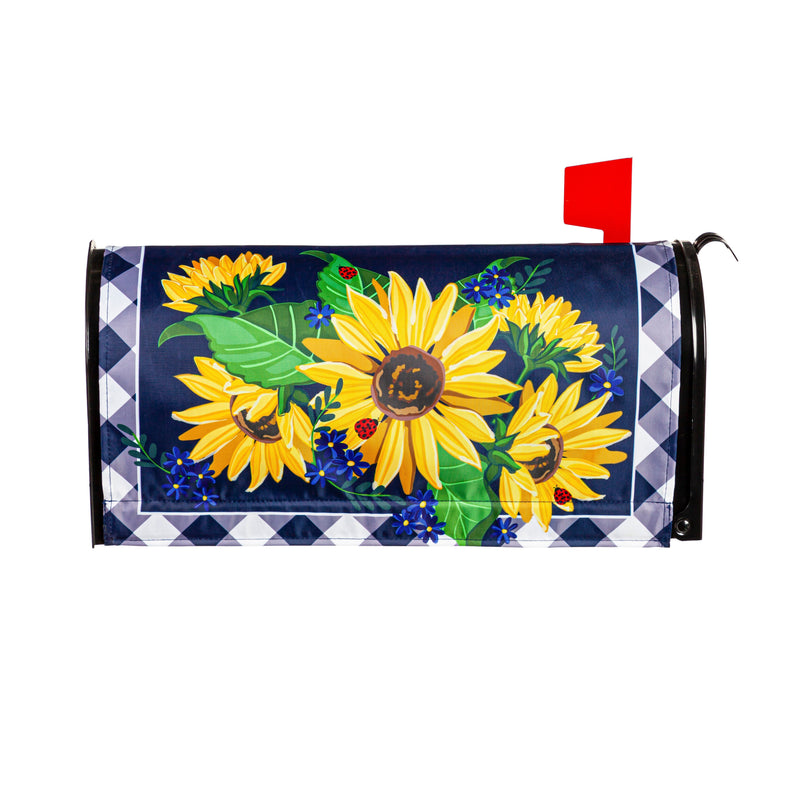 Evergreen Mailbox Cover,Sunflower Welcome Sublimated Mailbox Cover,0.1x18x21 Inches