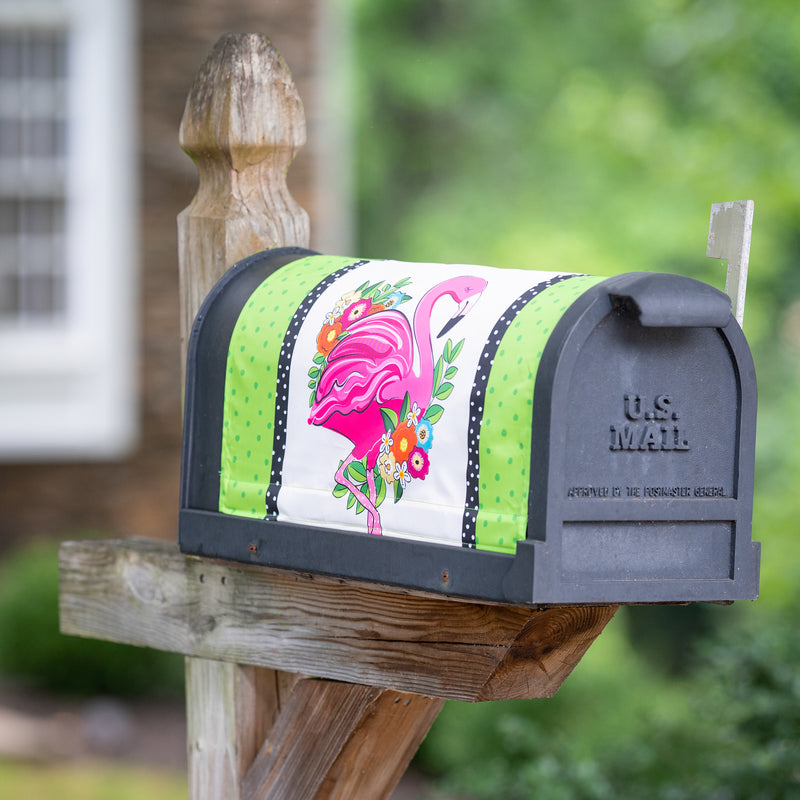 Evergreen Mailbox Cover,Floral Flamingo Welcome Mailbox Cover,0.1x18x21 Inches