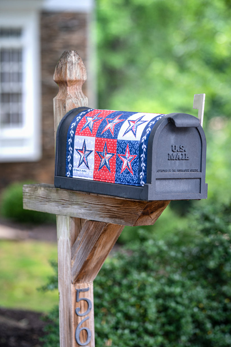 Evergreen Mailbox Cover,Red, White, and Blue Stars Mailbox Cover,0.1x18x21 Inches