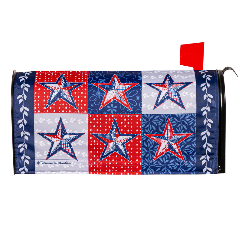 Evergreen Mailbox Cover,Red, White, and Blue Stars Mailbox Cover,0.1x18x21 Inches