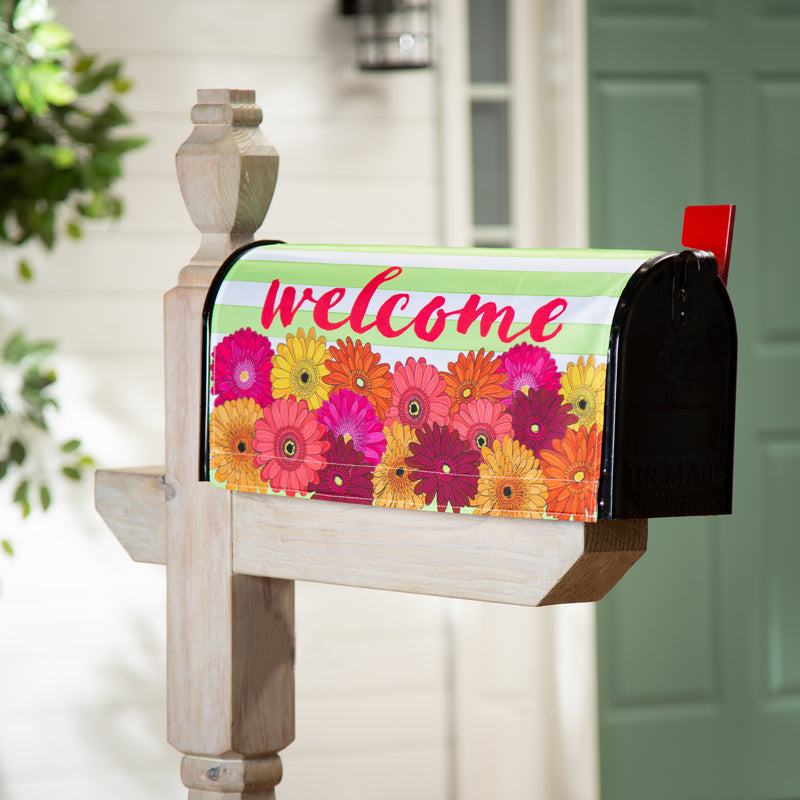 Evergreen Mailbox Cover,Gerbera Daisies Bouquet Mailbox Cover,0.1x18x21 Inches