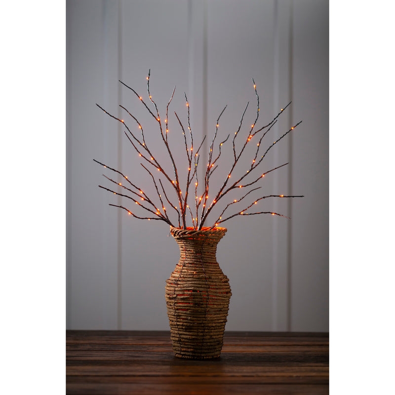 Indoor/Outdoor Lighted Halloween Black Branches with 100 Orange LEDs, Set of 2,65j46