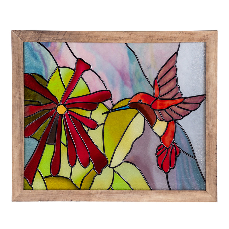 Stained Glass Hummingbird Framed Wall Art,6awd677