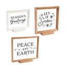 Wood Framed Decor, Set of 3 "Season's Greetings""Peace on Earth""Let it Snow",6awd704