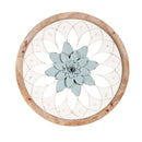 White and Blue Wood and Metal Floral Wall Decor,6awd745