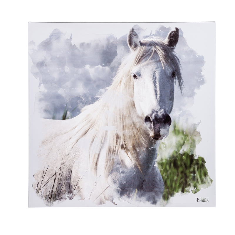 White Horse Wall Canvas, 30"x30",6c86011