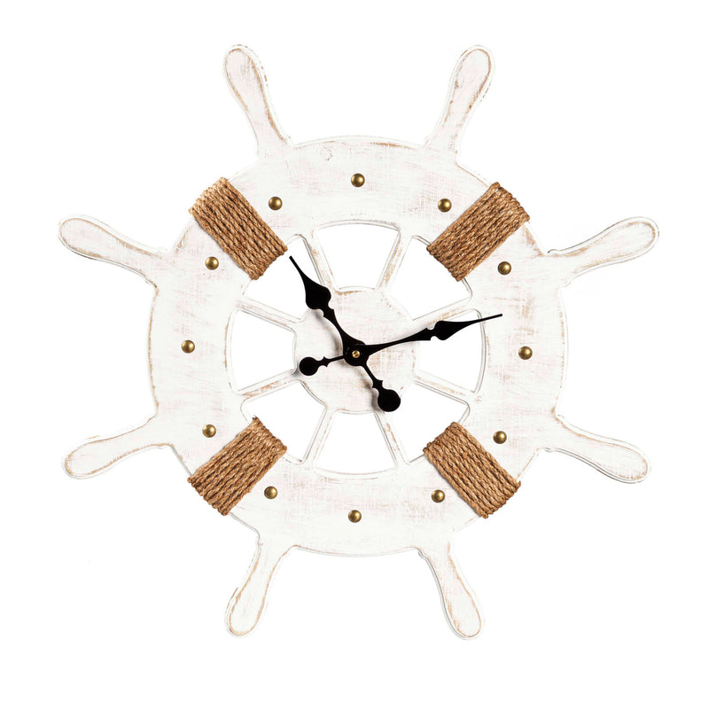 Wooden Ship Wheel Wall Clock,6cl158