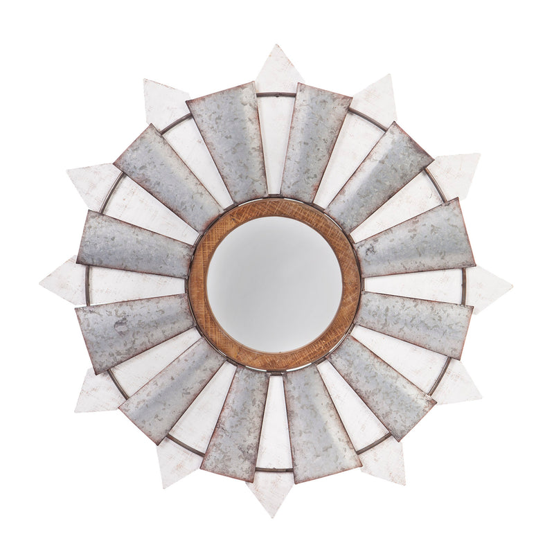 Windmill Wall Mirror with Metal and Wood Frame,6mrm100