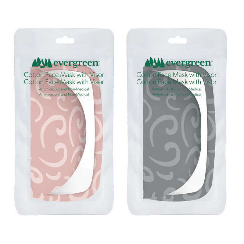Women's Antimicrobial Non-Medical Cotton Face Mask w/ Visor, 2 Designs, 12 of each, 24 pcs total,7cdu100