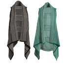 Striped Shawl Vest, 2 Asst, Black, Green,7cwc229