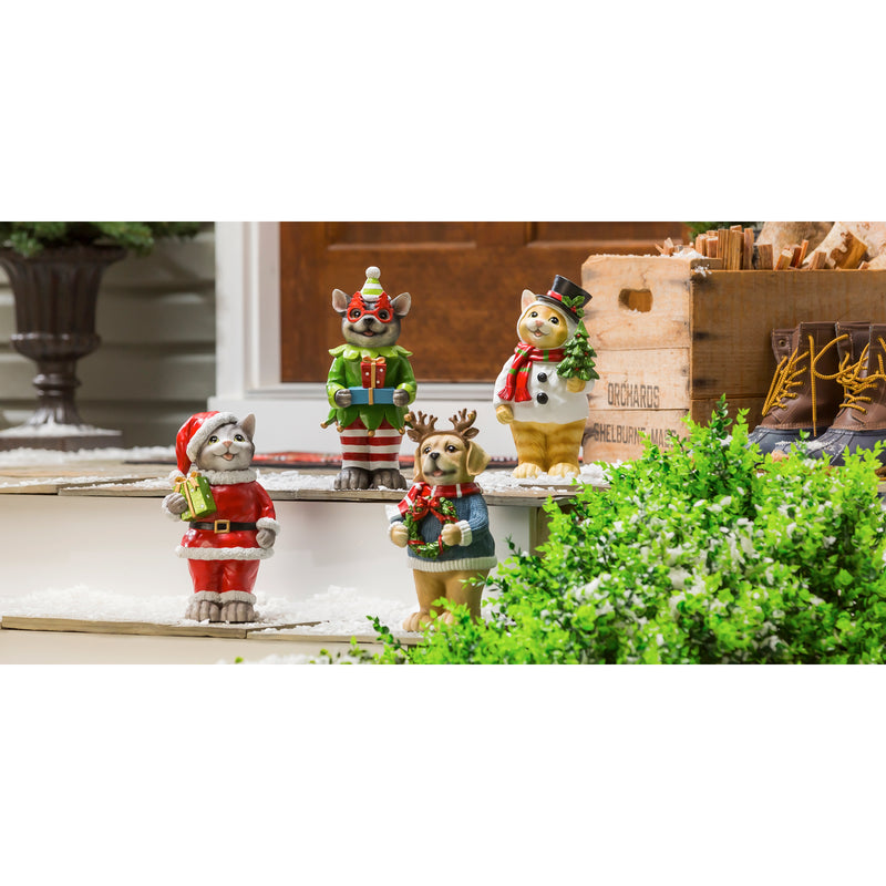 11"H Pets in Holiday Spirit Garden Statuary, 4 Asst.,84g3046