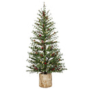 60"H Lit Artificial Christmas Pine Tree with Resin Birch Pot,84g3127