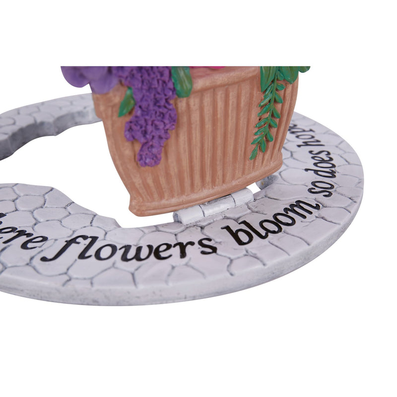 Where Flowers Bloom, so Does Hope, Bouquet with 3D Flowers, Round Garden Stone, 11"x11"x0.5"inches