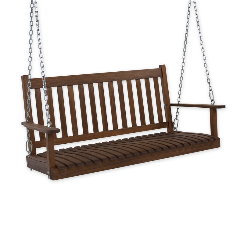 Slatted Wood Porch Swing - Natural Stain,8f00397
