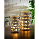 Set of 2 Metal Lanterns with Jute,8lam038