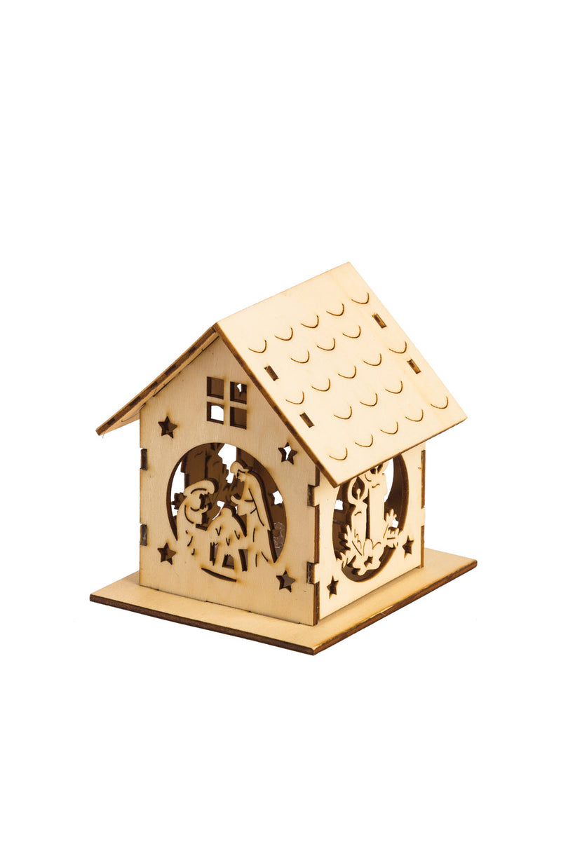 Wooden LED House Décor, 3 ASST,8led070