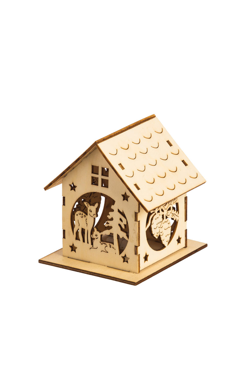 Wooden LED House Décor, 3 ASST,8led070