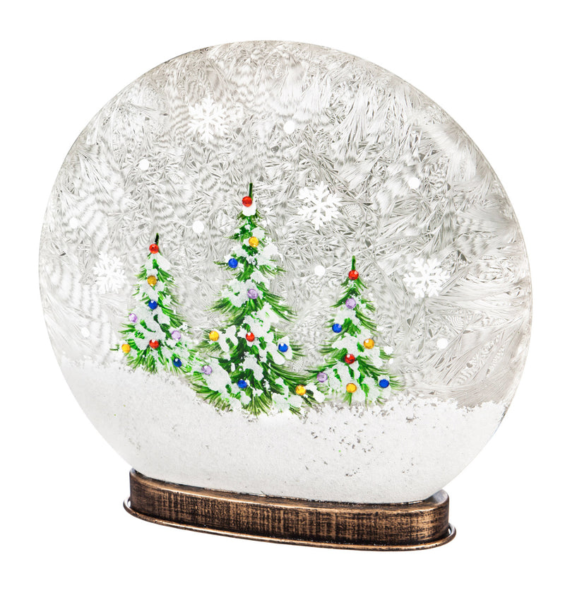 Glass Hand Painted Christmas Trees LED Disc Globe,8led177