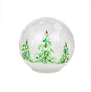 Glass Handpainted Christmas Trees LED Globe, Set of 2,8led183