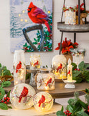 Glass Handpainted Cardinal and Pinecones LED Globe, Set of 2,8led184