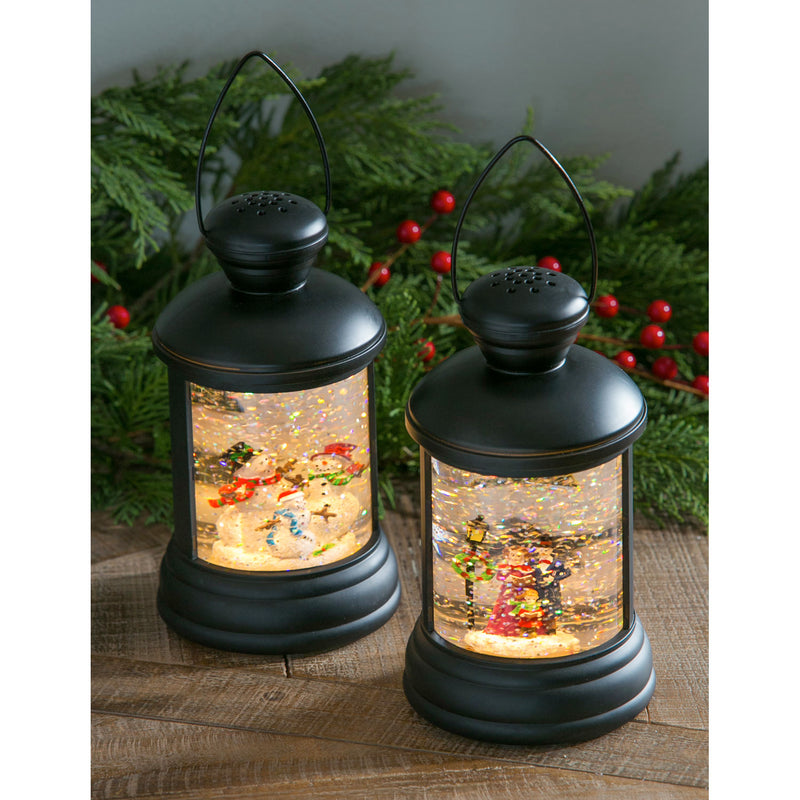 LED Acrylic Lantern Winter Scene Table Decor, 2 Asst,8led362