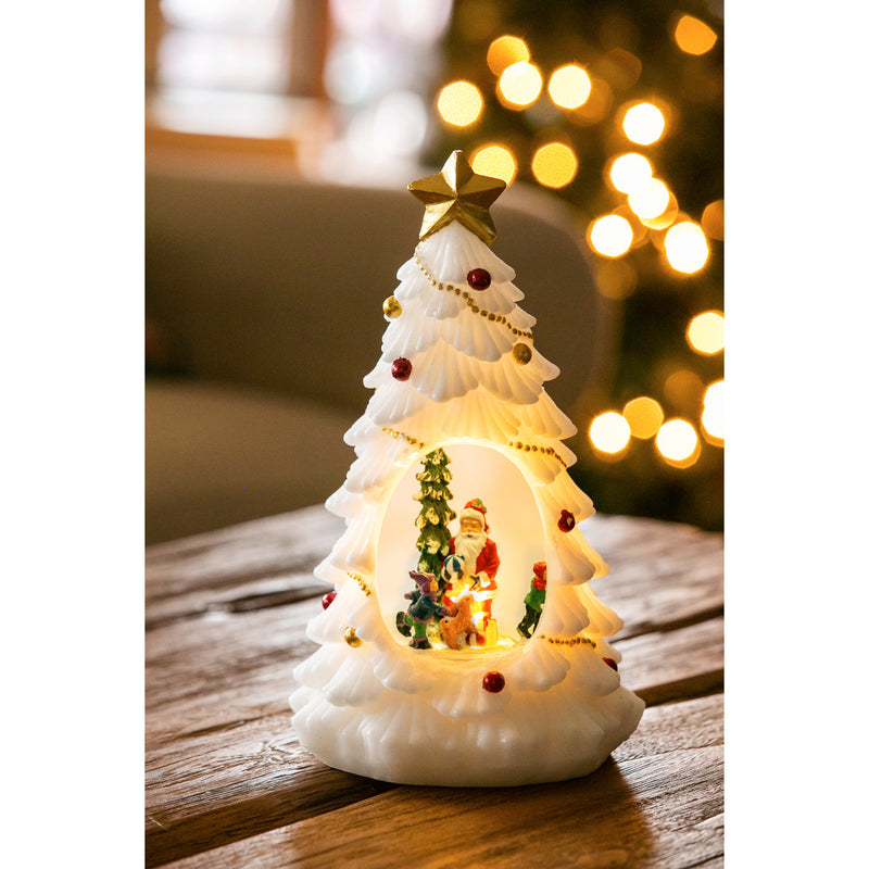 10'' Tall LED Christmas Tree and Santa with animated motion Table Décor,8led426