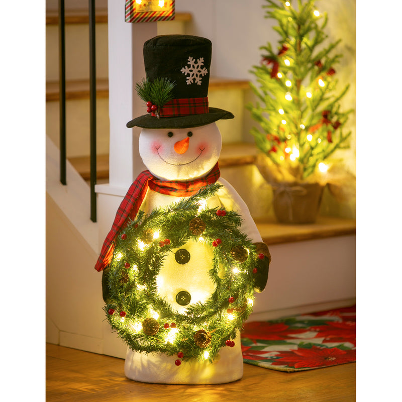 LED Snowman with Wreath Tabletop Decor,8led443