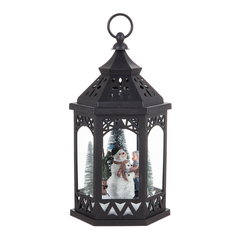 LED Lantern with Flower Cut-out Design and Snowman Scene,8led489
