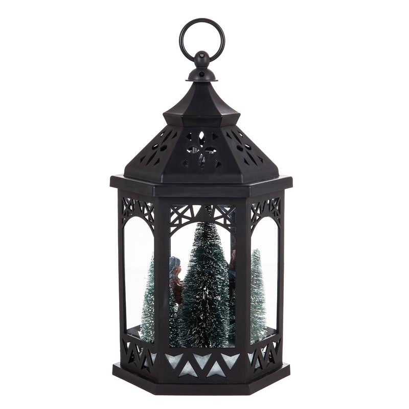 LED Lantern with Flower Cut-out Design and Snowman Scene,8led489