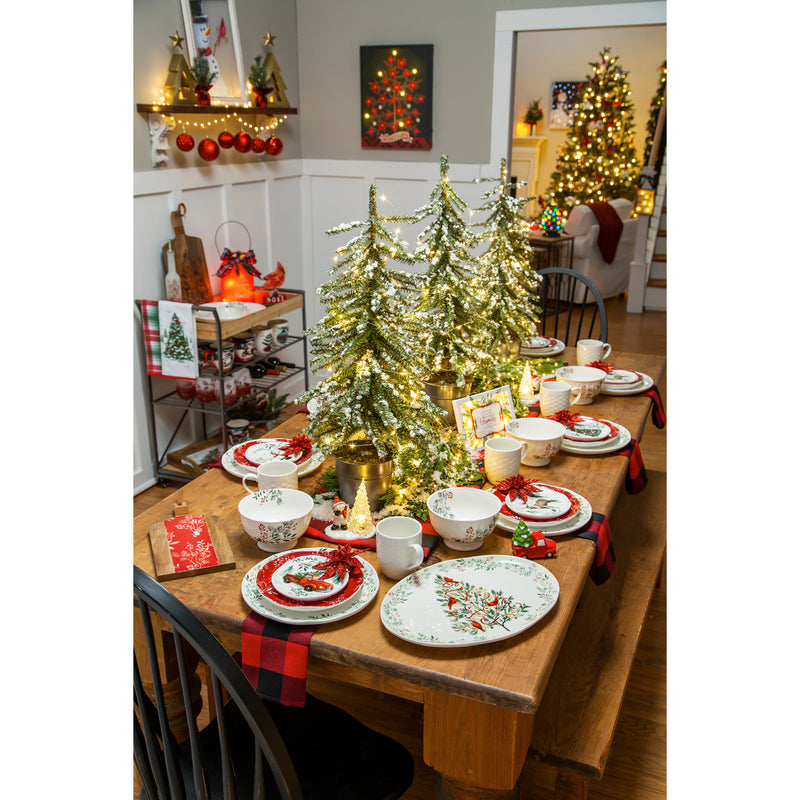 LED Jar with Plaid Ribbon, Pine, and Berries, 2 Assorted: Red/White,8led497