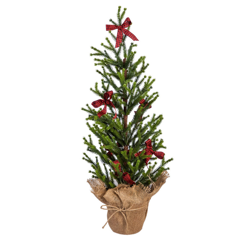 LED 30" Tree with Bows in Burlap Pot,8led514