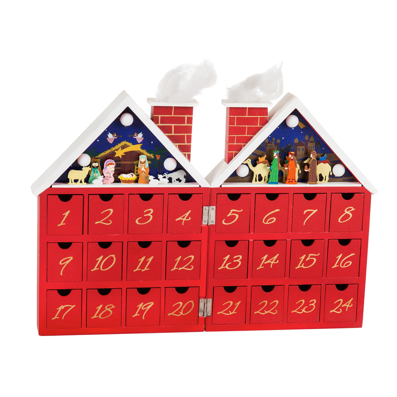 LED Nativity Wooden Advent Calendar Tabletop Décor,8led516