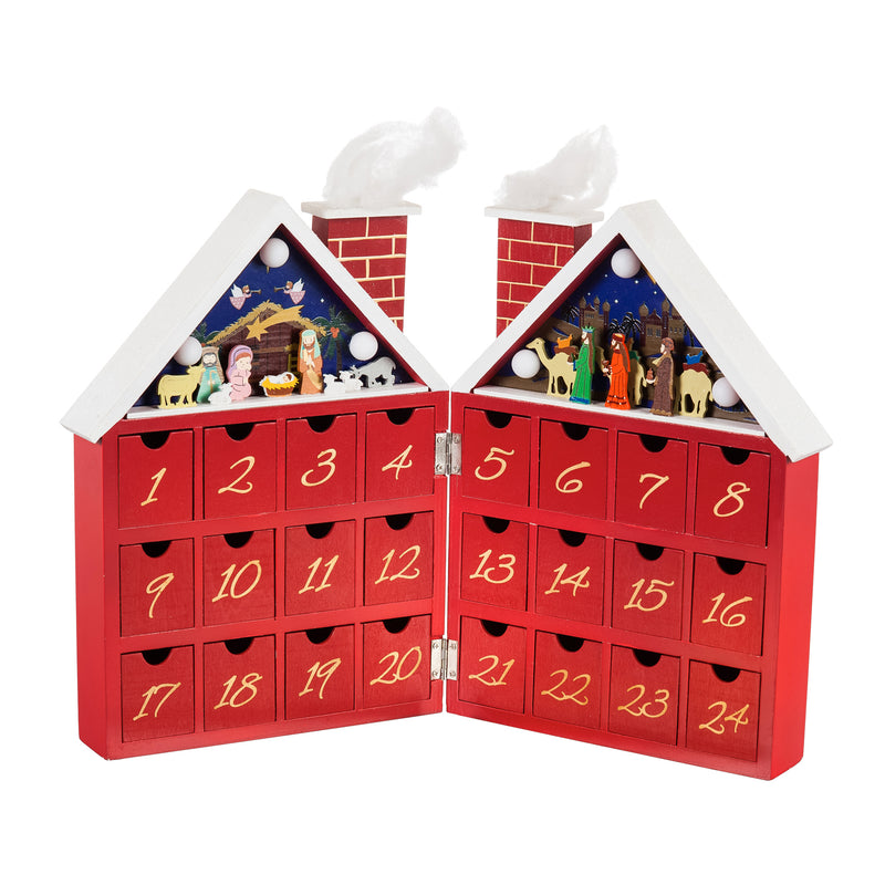 LED Nativity Wooden Advent Calendar Tabletop Décor,8led516