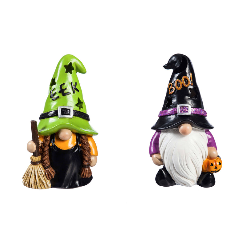 Resin LED Color Changing Halloween Gnome Tabletop Decor, 2 Asst,8led540