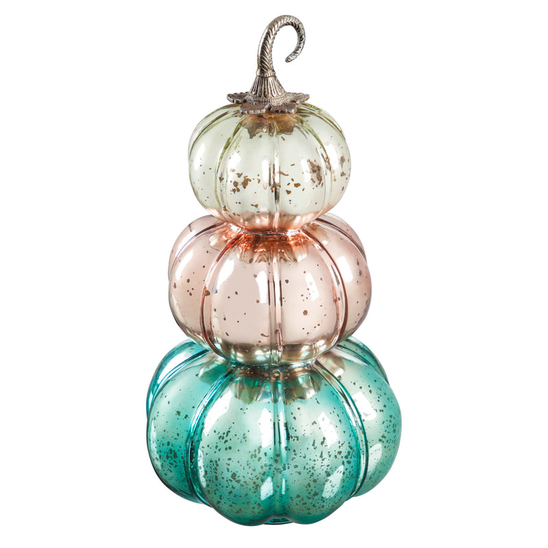 Glass LED Stacked Pumpkin Decor,8led554