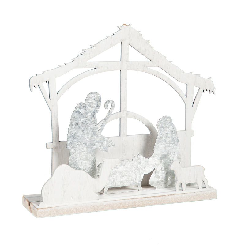 LED Wood and Metal  Table Decor, Nativity,8led602