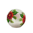 Glass Handpainted Poinsettia LED Globe, Set of 2,8led7185f