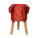 Metal Dog Planter With Wooden Stand,8pmtl171