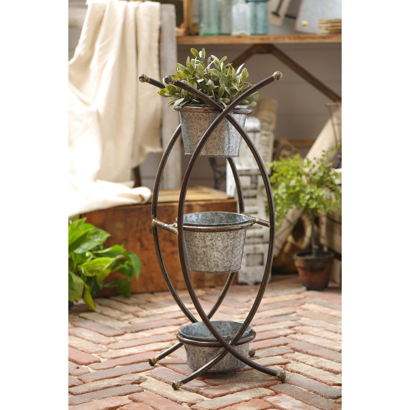 Metal 3 Pot Planter with Stand,8pmtl186
